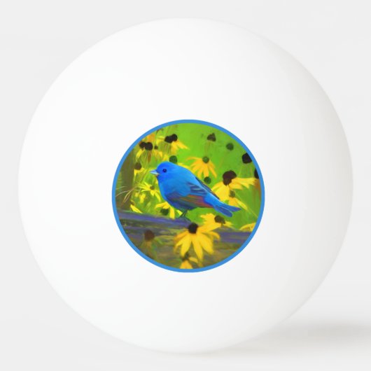 Indigo Bunting Schilderen - Oorspronkelijke vogelk Pingpongbal (Voorkant)