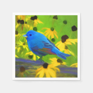 Indigo Bunting Schilderen - Oorspronkelijke vogelk Servet