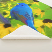 Indigo Bunting Schilderen - Oorspronkelijke vogelk Sherpa Deken (3/4)
