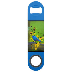 Indigo Bunting Schilderen - Oorspronkelijke vogelk Speed Flessenopener