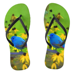 Indigo Bunting Schilderen - Oorspronkelijke vogelk Teenslippers