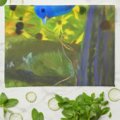 Indigo Bunting Schilderen - Oorspronkelijke vogelk Theedoek (Gevouwen)