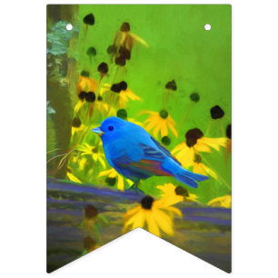 Indigo Bunting Schilderen - Oorspronkelijke vogelk Vlaggetjes