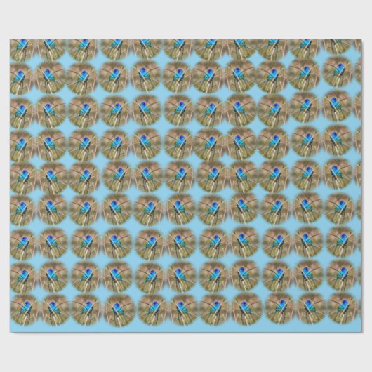 Indigo Bunting Songbird Wrapping Paper Blue Cadeaupapier (Vlak)