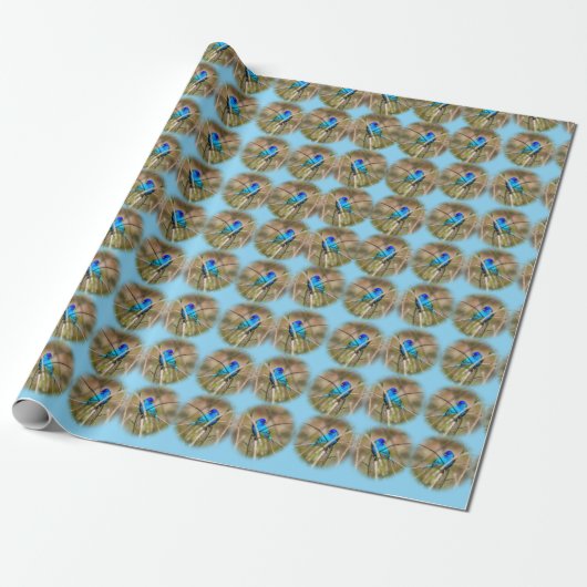 Indigo Bunting Songbird Wrapping Paper Blue Cadeaupapier (Uitgerold)
