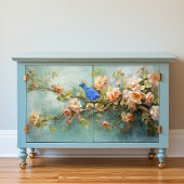 Indigo Bunting Vogel en Bloemen Decoupage Papier Inpakpapier Vel