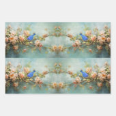 Indigo Bunting Vogel en Bloemen Decoupage Papier Inpakpapier Vel (Voorkant 3)