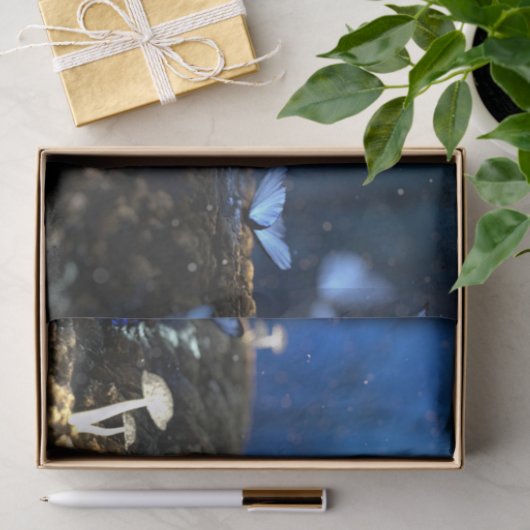 Indigo Butterfly en paddenstoelbos Tissuepapier (Geschenk)