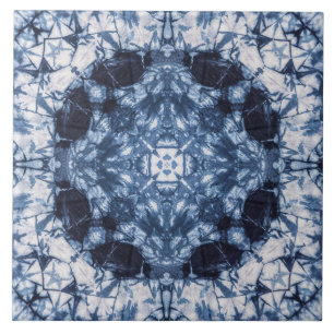 Indigo caleidoscoop Shibori Tie-Dye patroon Tegeltje