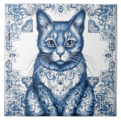 Indigo Cat Design Rustieke Tegels Tegeltje (Voorkant)