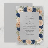 Indigo Champagne Roze Bruiloft Kaart (Voorkant / Achterkant)