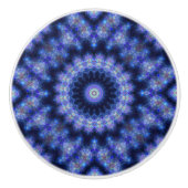 Indigo Cobalt Blue Mandala Abstract gepatterde kno Keramische Knop (Voorkant)