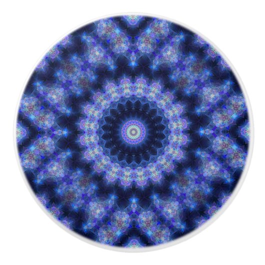 Indigo Cobalt Blue Mandala Abstract gepatterde kno Keramische Knop (Voorkant)