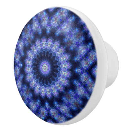 Indigo Cobalt Blue Mandala Abstract gepatterde kno Keramische Knop (Rechts)