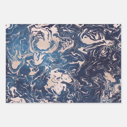 Indigo Cream Wrapping Paper Sheets 3 Design (Voorkant)
