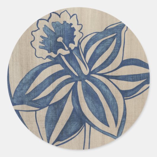 Indigo Daffodil Ronde Sticker (Voorkant)