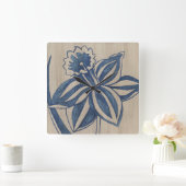 Indigo Daffodil Vierkante Klok (Huis)