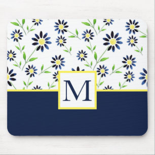 Indigo Daisy Pattern Muismat