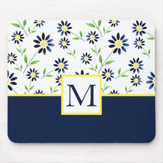 Indigo Daisy Pattern Muismat (Voorkant)