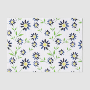 Indigo Daisy Pattern Tissuepapier