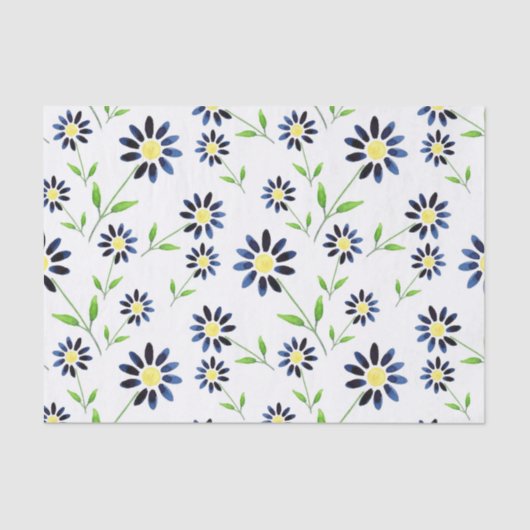 Indigo Daisy Pattern Tissuepapier (Voorkant)