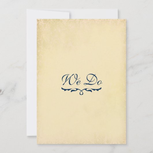  Indigo, Damask Wedding Kaart (Achterkant)