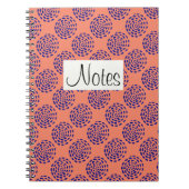 Indigo dark blue striped cirkels op zalm notitieboek (Voorkant)