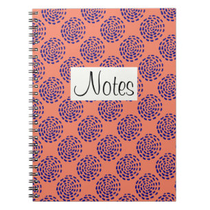 Indigo dark blue striped cirkels op zalm notitieboek