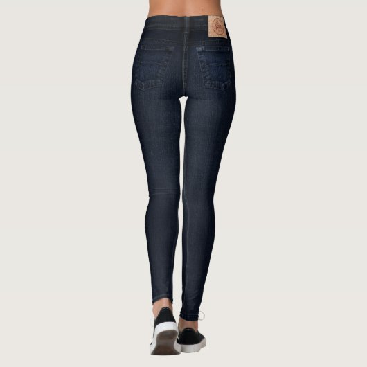 Indigo Dark Wash Jeans All-Over Printed Leggings (Achterkant)