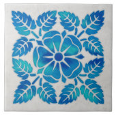 Indigo decoratieve keramische tegel tegeltje (Voorkant)