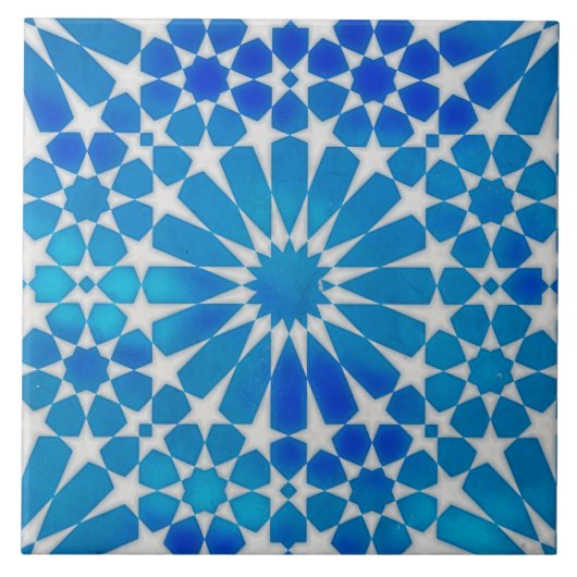 Indigo decoratieve keramische tegel tegeltje (Voorkant)