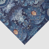 Indigo Denim Bloom Bloemen Decoupage Craft Wrappin Tissuepapier (Detail)