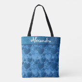 Indigo Denim Blue Jeans Hart Naam monogram afdrukk Tote Bag (Achterkant)