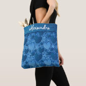 Indigo Denim Blue Jeans Hart Naam monogram afdrukk Tote Bag (Dichtbij)