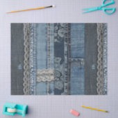 Indigo Denim Kant Streep Patroon Tissuepapier (Craft)