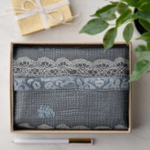 Indigo Denim Kant Streep Patroon Tissuepapier (Geschenk)