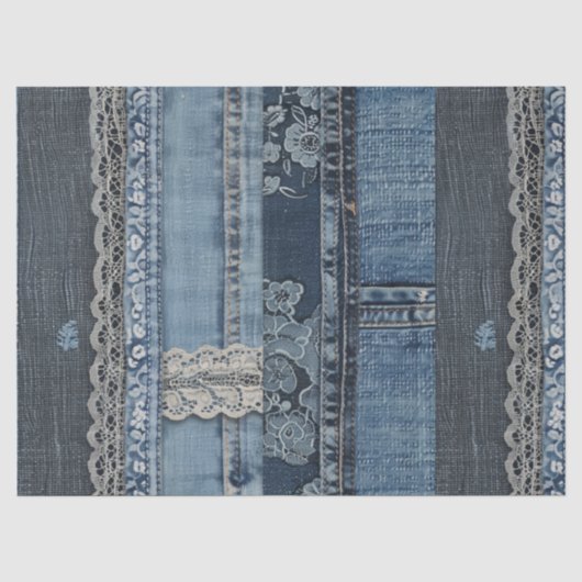 Indigo Denim Kant Streep Patroon Tissuepapier (Voorkant)