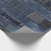Indigo Denim Patchwork Naadloos Patroon (2) Cadeaupapier (Hoek)