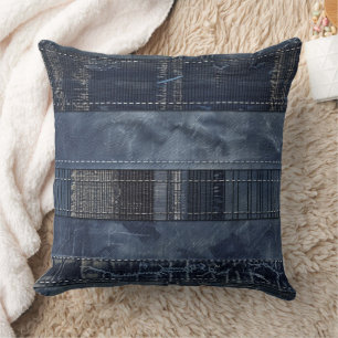 Indigo Denim Patchwork Naadloos Patroon (2) Kussen
