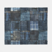 Indigo denim patchwork naadloos patroon fleece deken (Voorkant (Horizontaal))