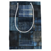 Indigo denim patchwork naadloos patroon medium cadeauzakje (Voorkant)