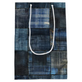 Indigo denim patchwork naadloos patroon medium cadeauzakje (Achterkant)