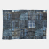 Indigo Denim Patchwork Naadloos Patroon Theedoek (Horizontaal)