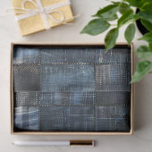 Indigo denim patchwork naadloos patroon tissuepapier (Geschenk)