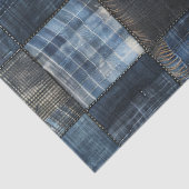 Indigo denim patchwork naadloos patroon tissuepapier (Detail)