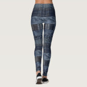 Indigo Denim Patchwork Seamless Pattern (2) Leggings (Achterkant)