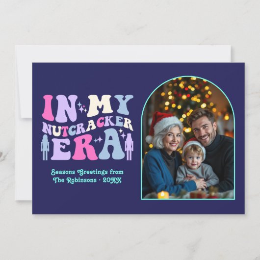Indigo Disco In My Nutcracker Era Christmas Photo Feestdagenkaart (Voorkant)