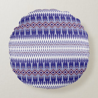 Indigo doek met afbeeldingen van kleurrijke bloeme rond kussen