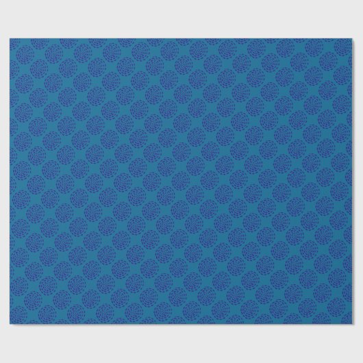 Indigo donkerblauw gestreept cirkelpatroon op blau cadeaupapier (Vlak)