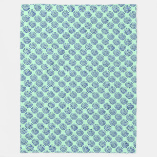 Indigo donkerblauw gestreept cirkelpatroon op blau fleece deken